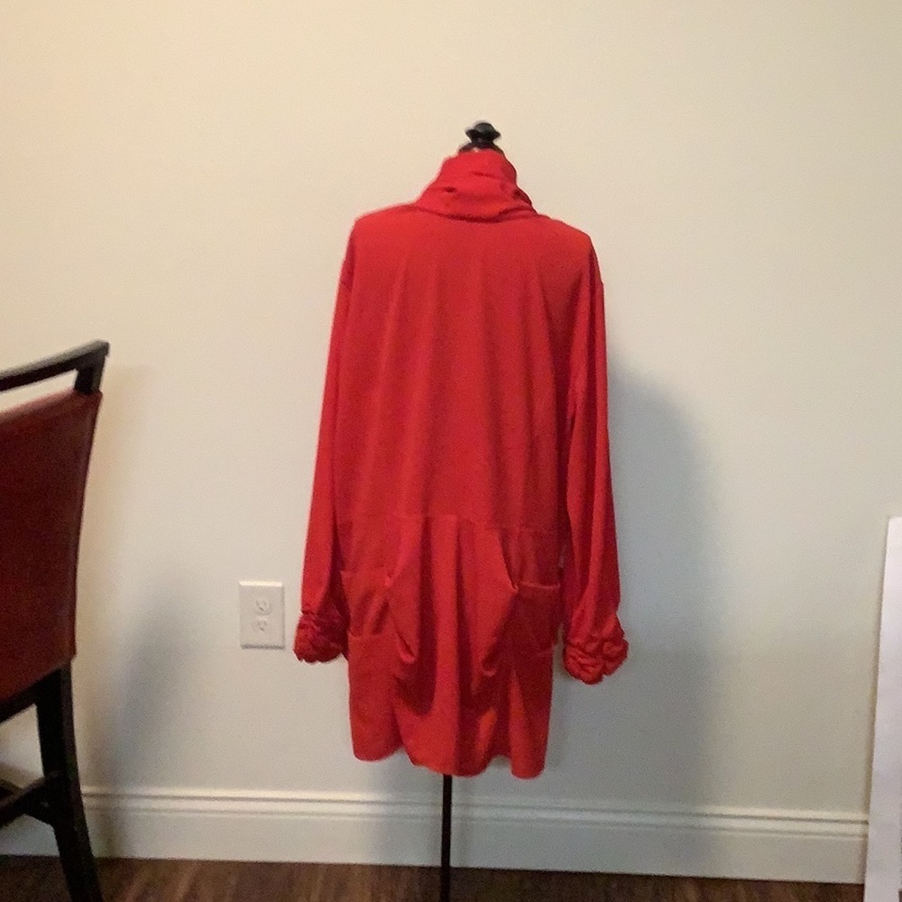 MissLook Women’s 3XL red long sleeves lagen relax boho button front baggy top - Picture 3 of 13